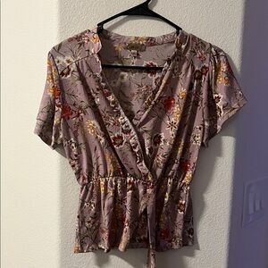 Forever 21 Floral Ruffle Blouse - Lavender